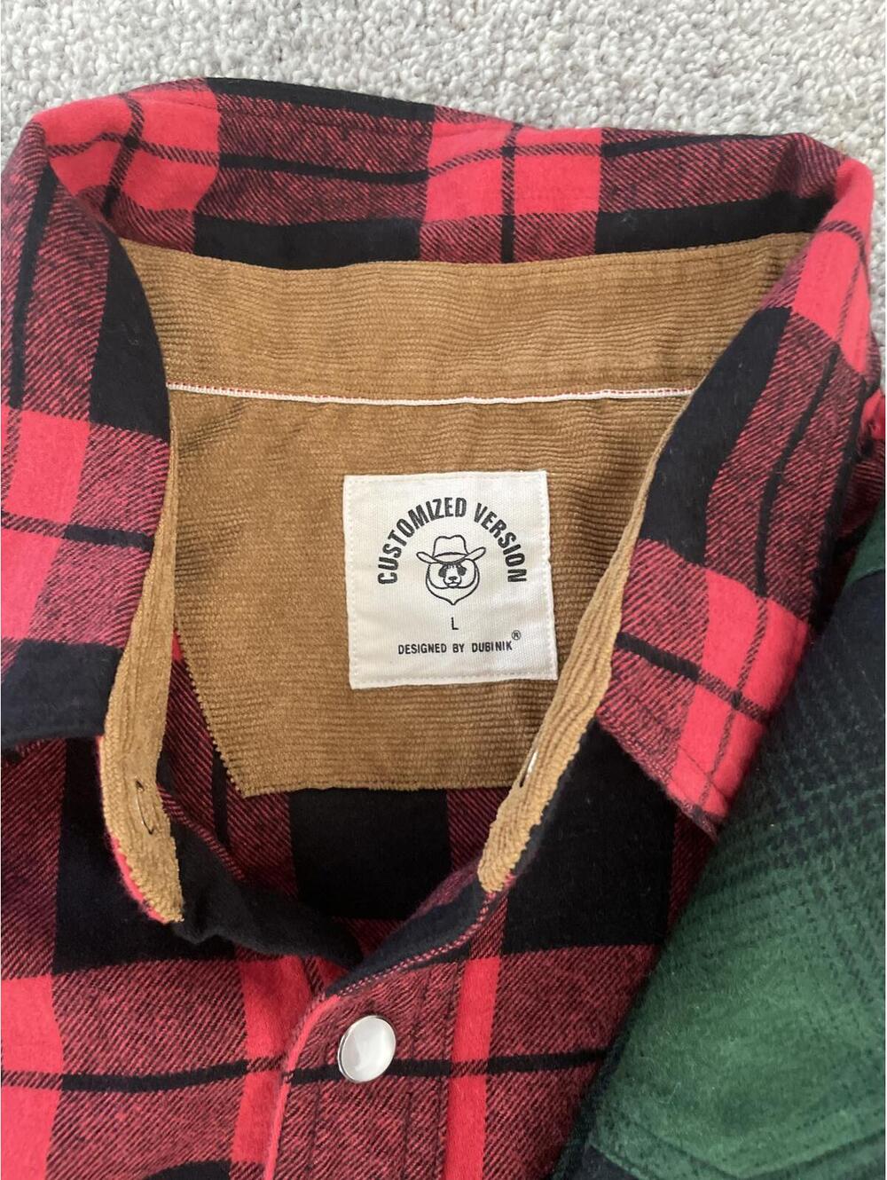 SALE Dubnik Men's Plaid Flannel Shirts Large Red Green Cotton Work - Picture 4 of 9